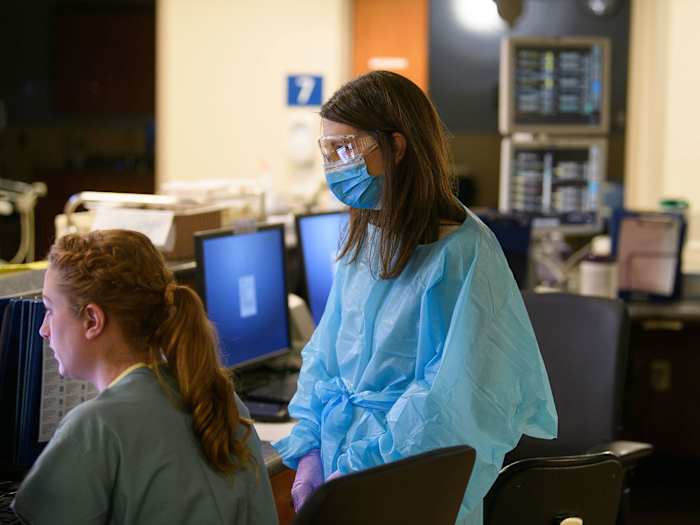 Katie O’Neal in scrubs
